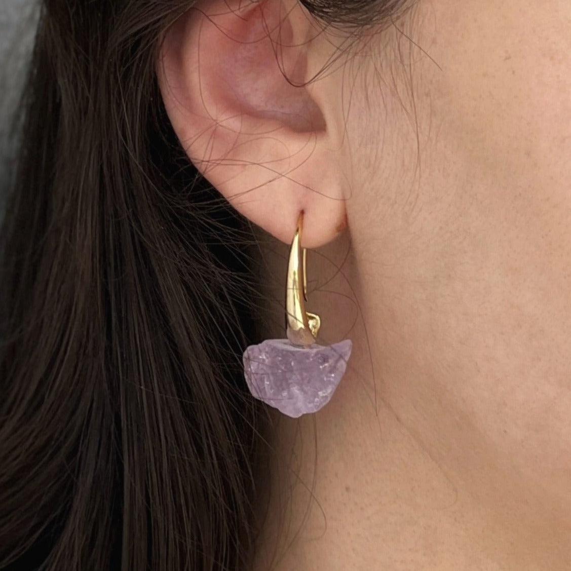 Amethyst Raw Stone Earrings Image 2