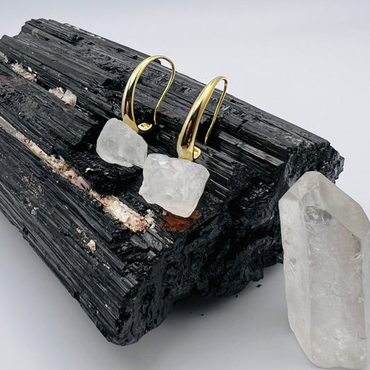 Crystal Quartz Raw Stone Earrings Image