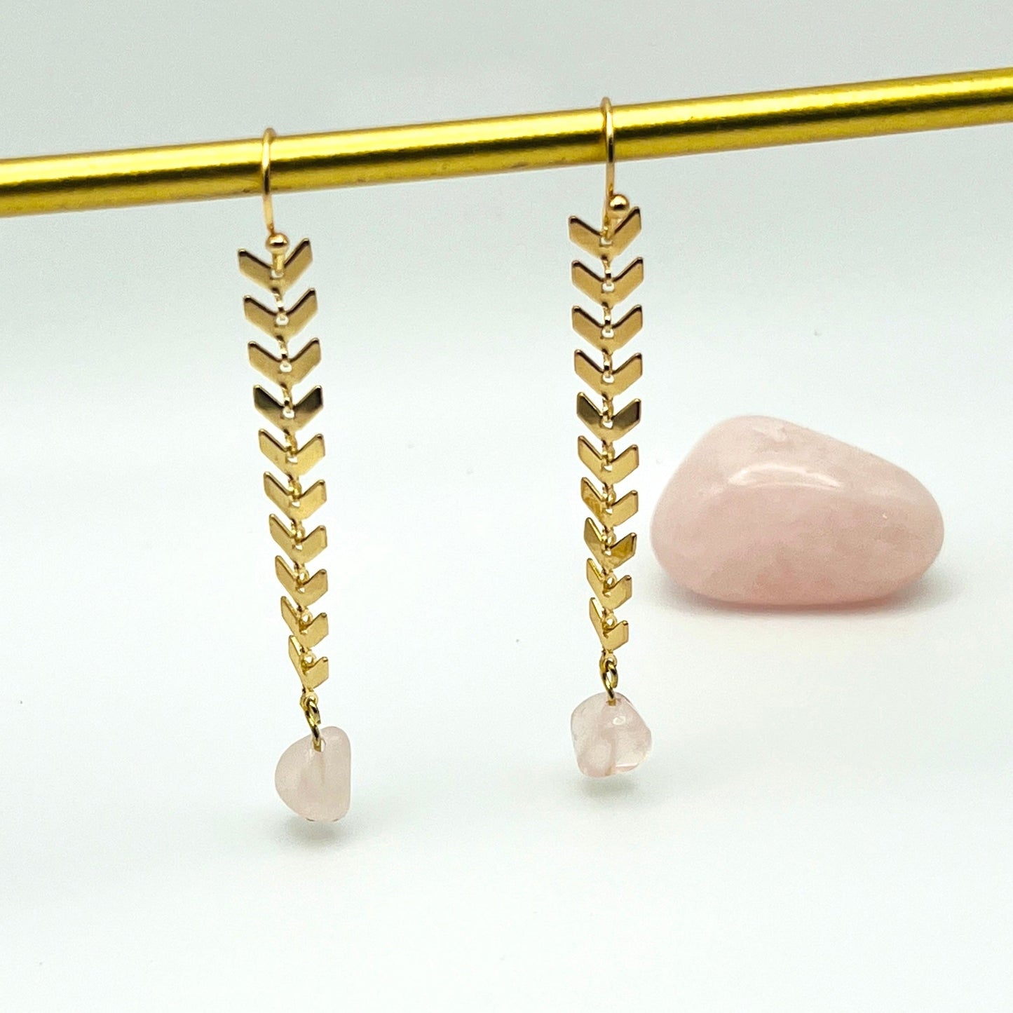 Rose Quartz Drop Earring Image